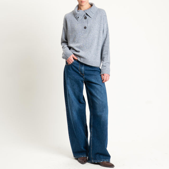 Tensione in-Maglia collo alto con bottoni misto cashmere - grigio