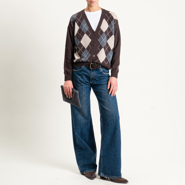 Tensione in-Cardigan rombi misto cashmere - marrone/beige/antracite