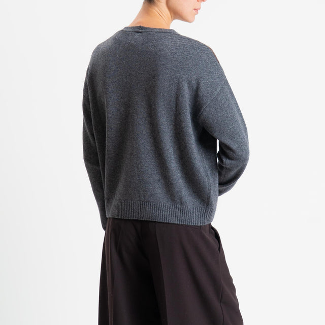 Tensione in-Cardigan rombi misto cashmere - antracite/moro/burro