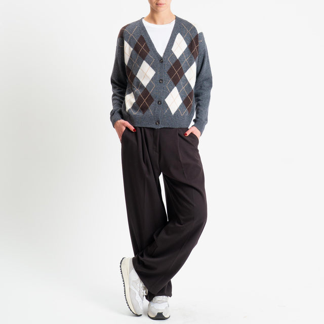 Tensione in-Cardigan rombi misto cashmere - antracite/moro/burro