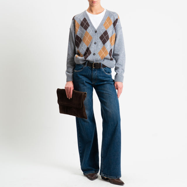 Tensione in-Cardigan rombi misto cashmere - grigio/moro/camel