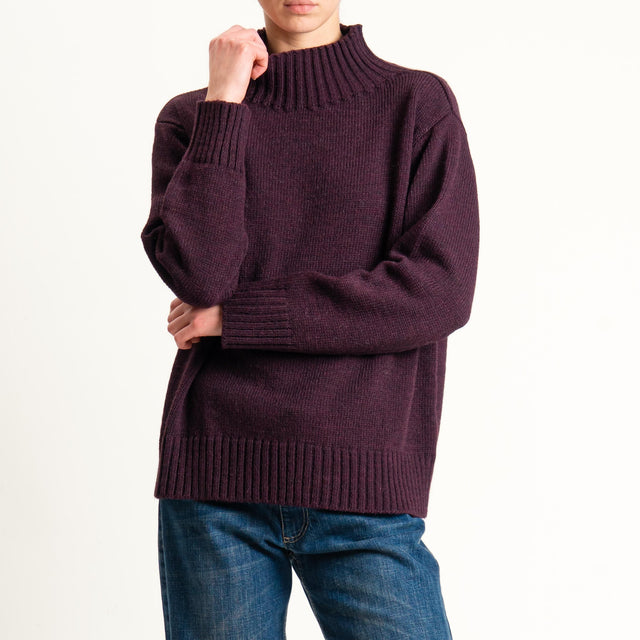 Tensione in-Maglia collo montato misto alpaca - Bordeaux