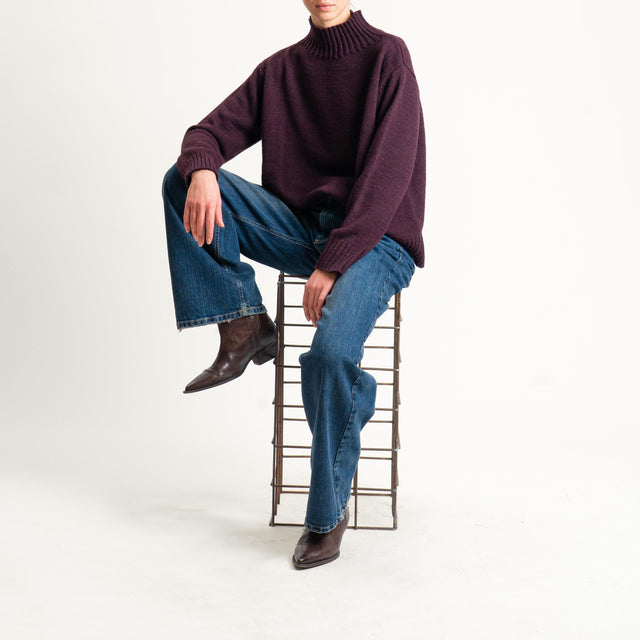 Tensione in-Maglia collo montato misto alpaca - Bordeaux