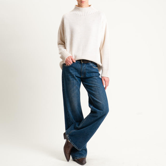 Tensione in-Maglia collo montato misto alpaca - burro