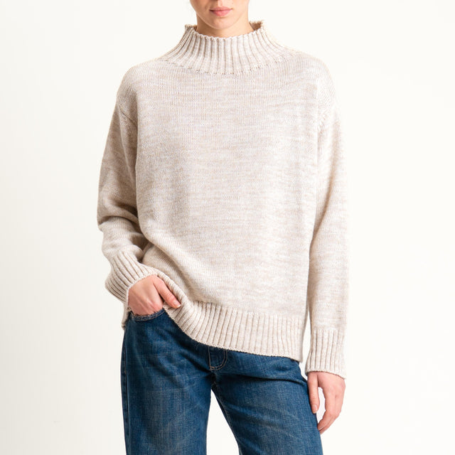 Tensione in-Maglia collo montato misto alpaca - beige