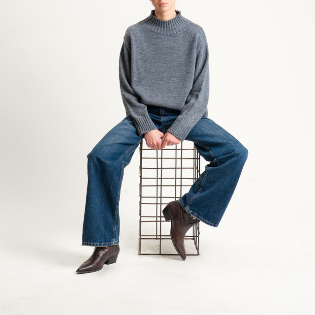 Tensione in-Maglia collo montato misto alpaca - grigio