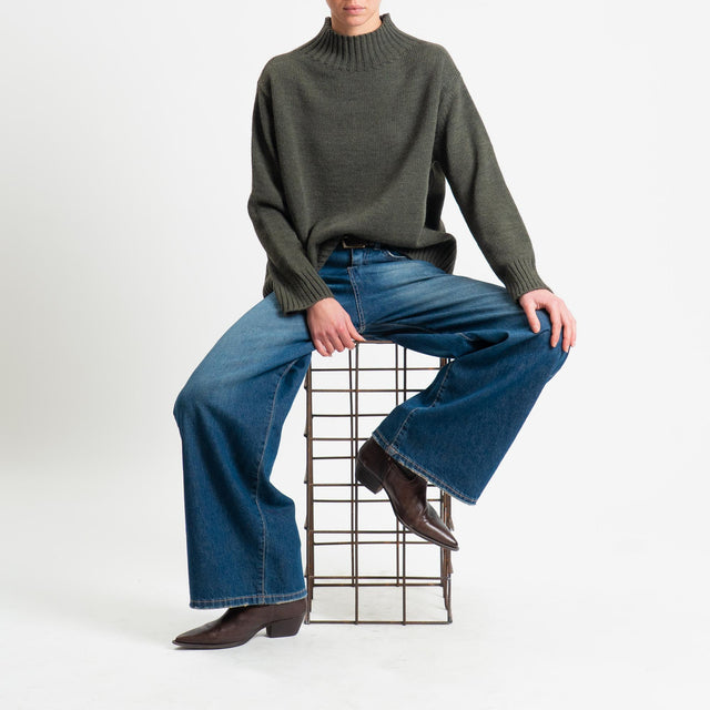 Tensione in-Maglia collo montato misto alpaca - militare