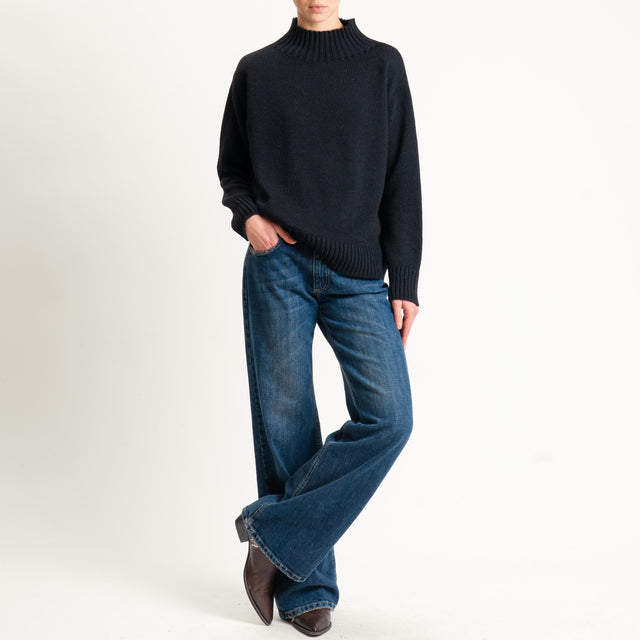 Tensione in-Maglia collo montato misto alpaca - nero