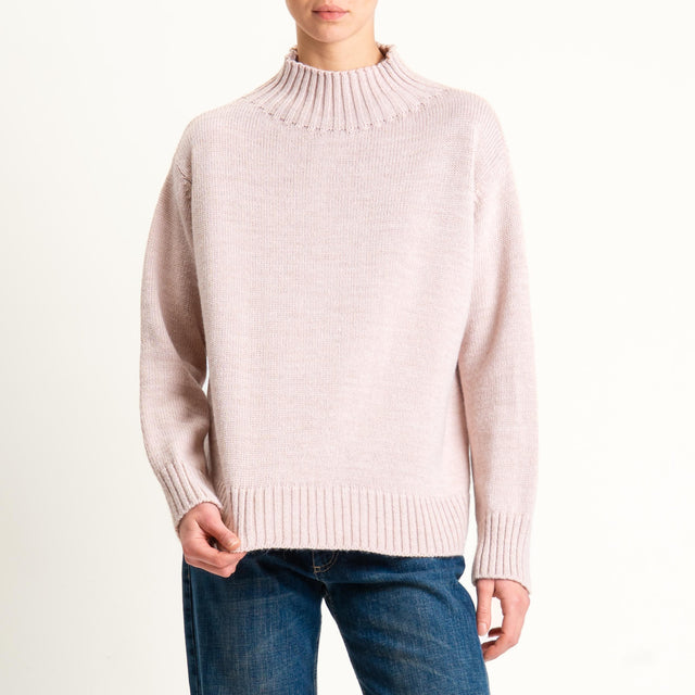 Tensione in-Maglia collo montato misto alpaca - rosa
