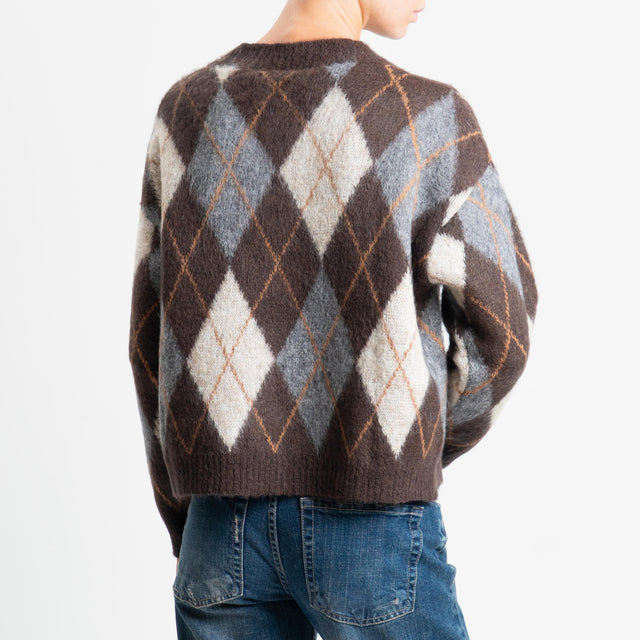 Tensione in-Maglia rombi argyle misto alpaca - moro/burro/grigio