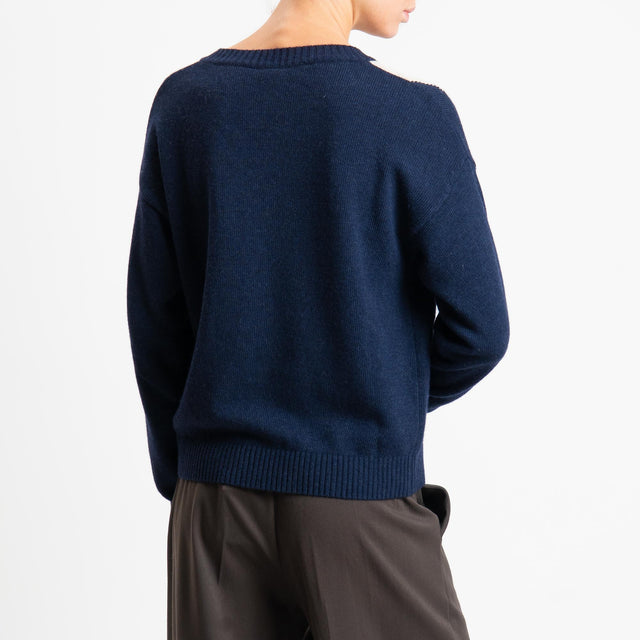 Tensione in-Maglia rombi argyle misto cashmere filo lurex - blu/castoro/noce/oro