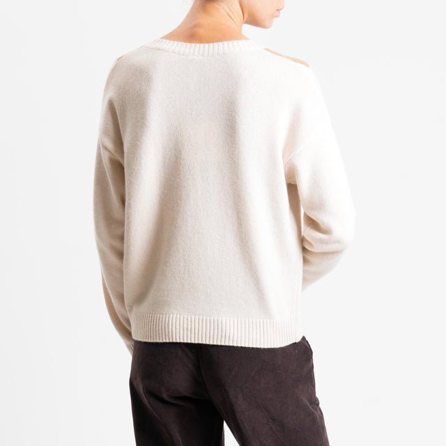 Hilo de lúrex con mezcla de cachemira y rombos de tensión en punto - mantequilla/marrón oscuro/camel/dorado