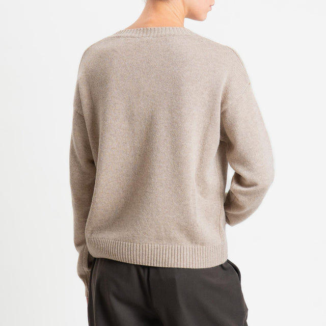 Tensione in-Maglia rombi argyle misto cashmere filo lurex - casha/militare/burro/oro