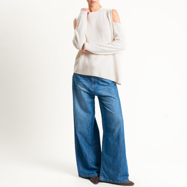 Tensione in-Maglia cut out misto cashmere - burro