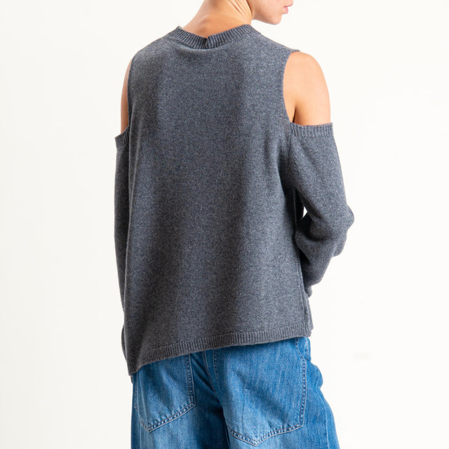 Tensione in-Maglia cut out misto cashmere - antracite