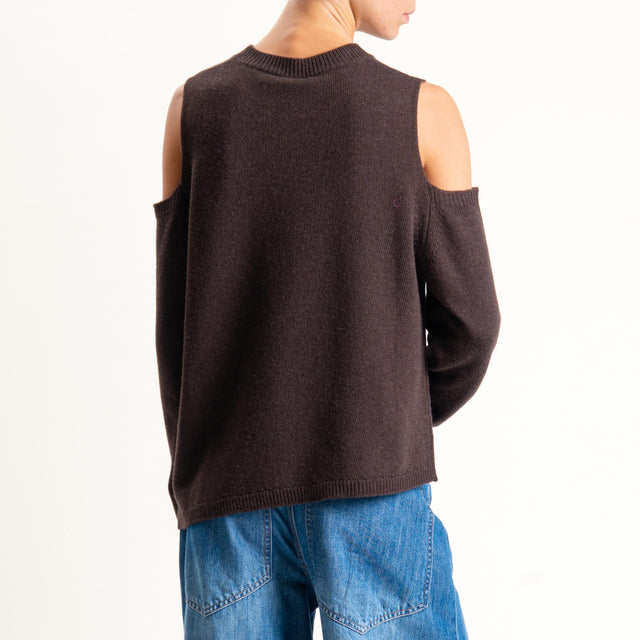 Tensione in-Maglia cut out misto cashmere - moro
