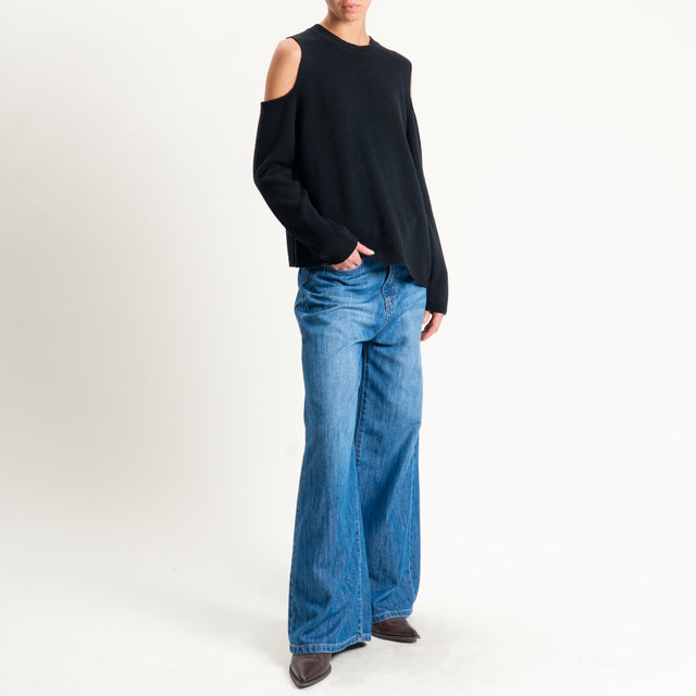 Tensione in-Maglia cut out misto cashmere - nero