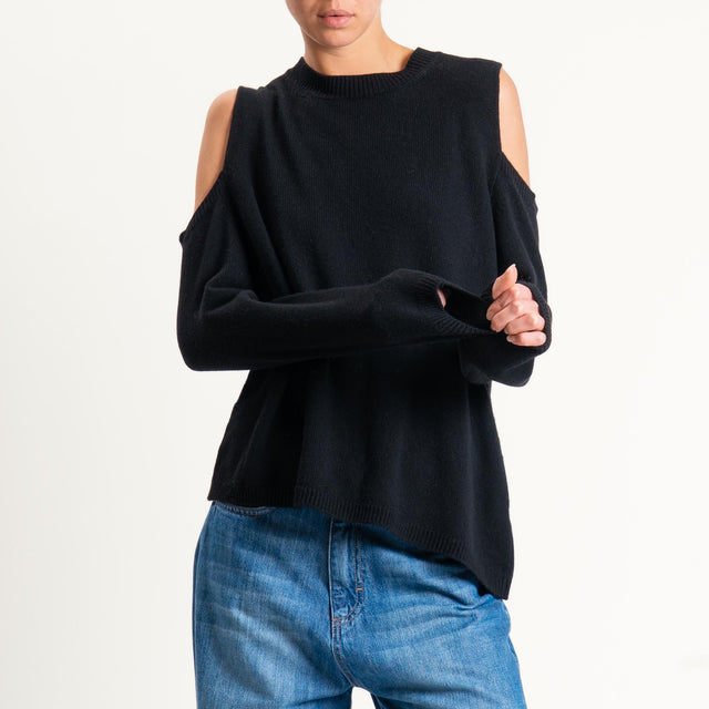 Tensione in-Maglia cut out misto cashmere - nero