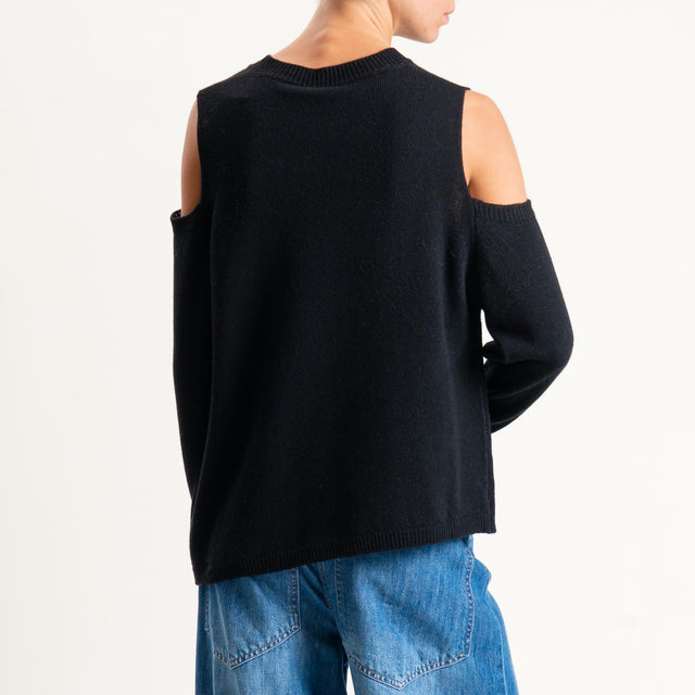 Tensione in-Maglia cut out misto cashmere - nero