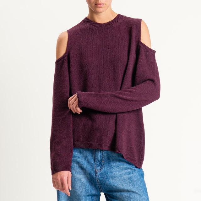 Tensione in-Maglia cut out misto cashmere - Bordeaux