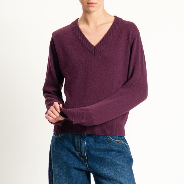 Tensione in-Maglia scollo v misto cashmere - Bordeaux