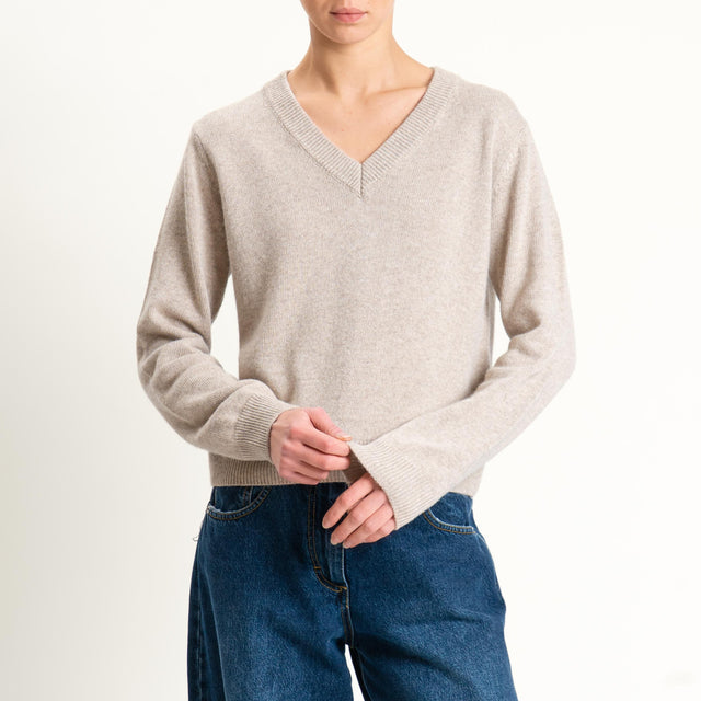 Tensione in-Maglia scollo v misto cashmere - casha