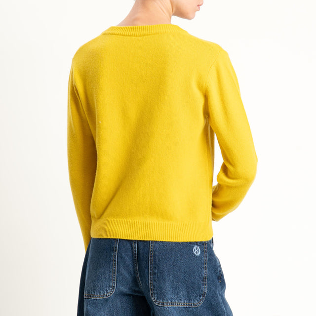 Tensione in-Maglia scollo v misto cashmere - giallo
