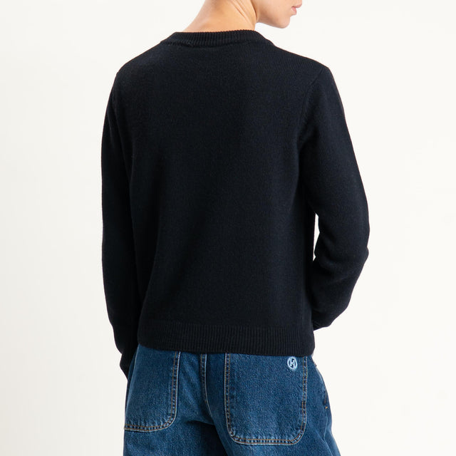 Tensione in-Maglia scollo v misto cashmere - nero