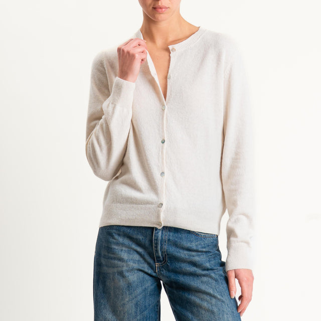 Tensione in-Cardigan girocollo misto cashmere - burro