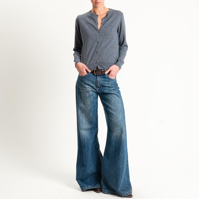 Tensione in-Cardigan girocollo misto cashmere - antracite