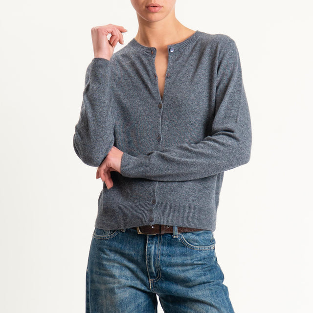 Tensione in-Cardigan girocollo misto cashmere - antracite