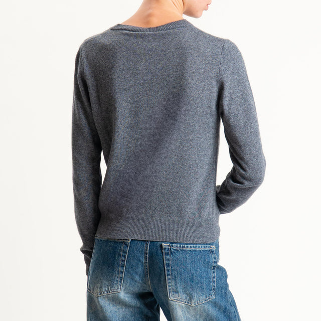 Tensione in-Cardigan girocollo misto cashmere - antracite