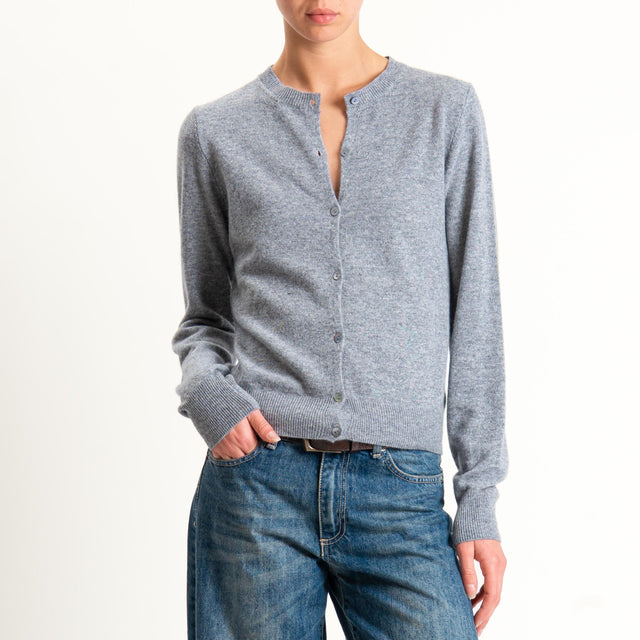 Tensione in-Cardigan girocollo misto cashmere - grigio