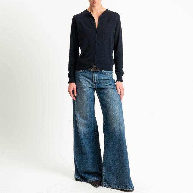 Tensione in-Cardigan girocollo misto cashmere - nero