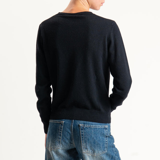 Tensione in-Cardigan girocollo misto cashmere - nero
