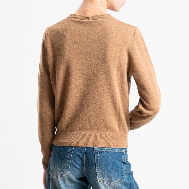 Tensione in-Cardigan girocollo misto cashmere - tabacco