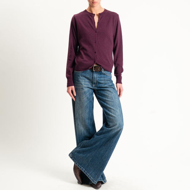Tensione in-Cardigan girocollo misto cashmere - Bordeaux