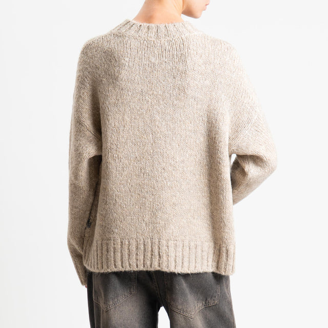 Tensione in-Maglia rombi argyle misto lana - casha/burro/moro