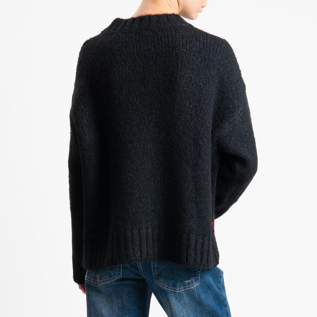 Tensione in-Maglia rombi argyle misto lana - nero/burro/beige