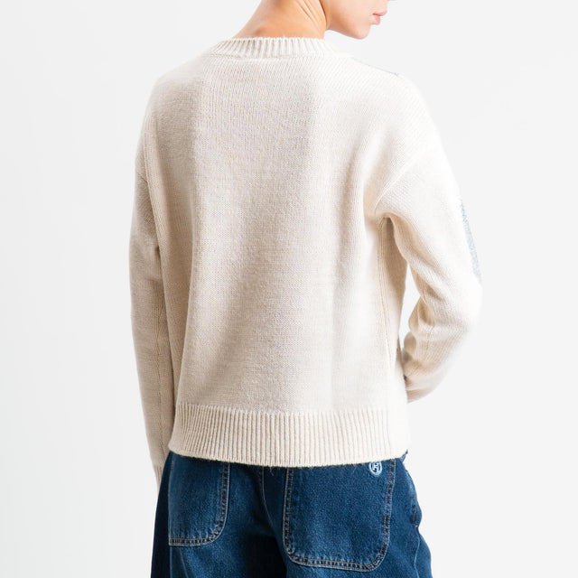 Tensione in-Maglia misto alpaca rombi lurex - ecru'/argento