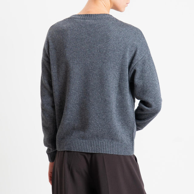 Tensione in-Maglia rombi argyle misto cashmere filo lurex - antracite/burro/moro/oro