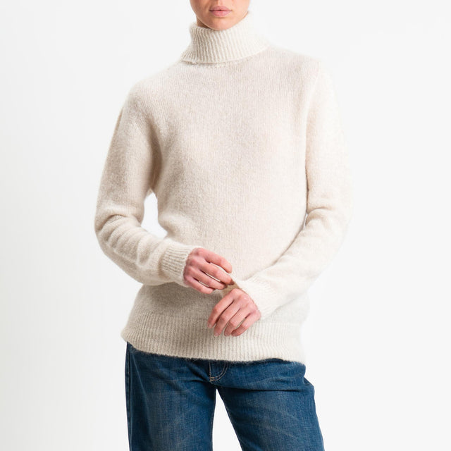 Tensione in-Maglia mohair collo alto - beige