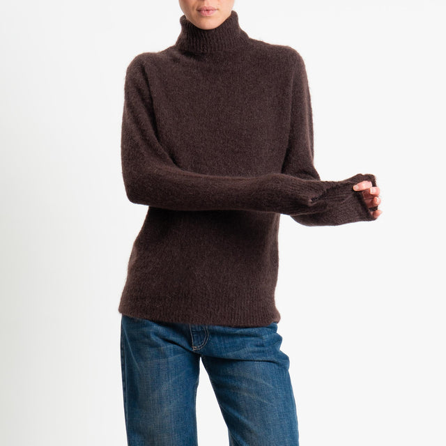 Tensione in-Maglia mohair collo alto - moro