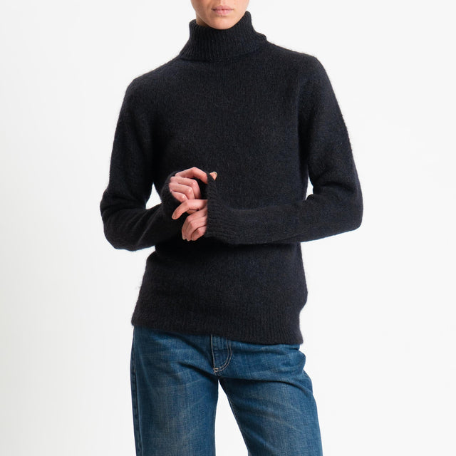 Tensione in-Maglia mohair collo alto - nero