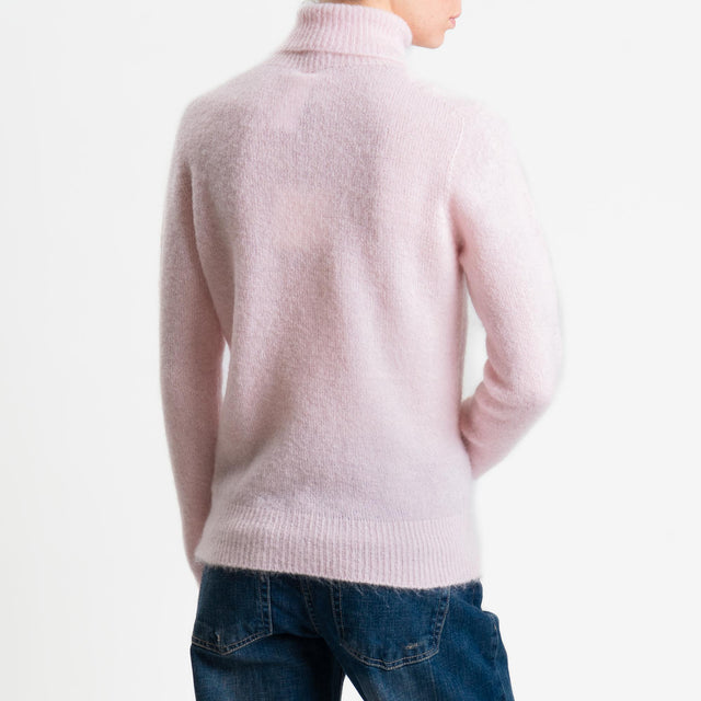 Tensione in-Maglia mohair collo alto - rosa