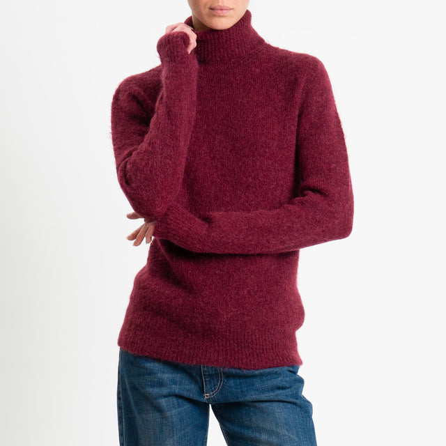 Tensione in-Maglia mohair collo alto - Bordeaux