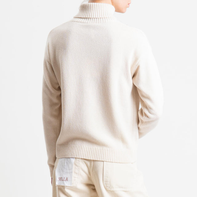 Tensione in-Maglia collo alto rombi argyle misto cashmere - burro/moro/casha