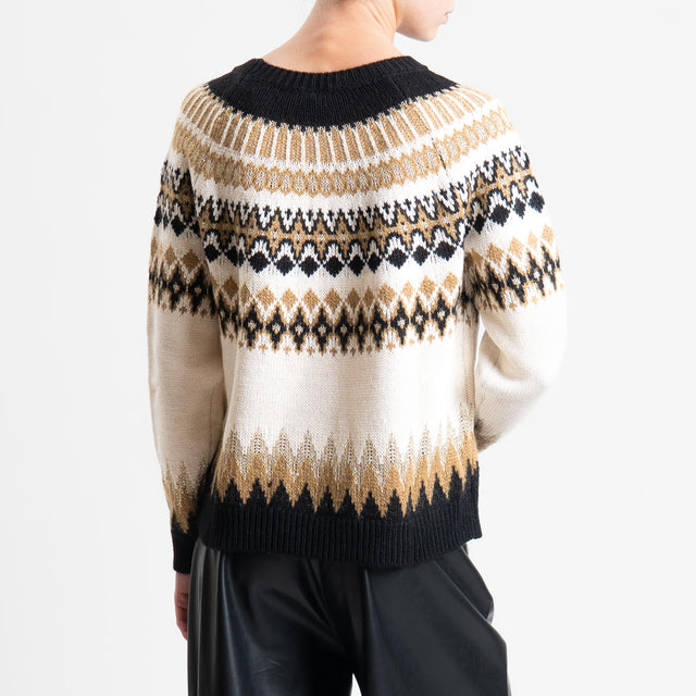 Tensione in-Maglia mohair jacqard fairisle con lurex - burro/ecru'/nero