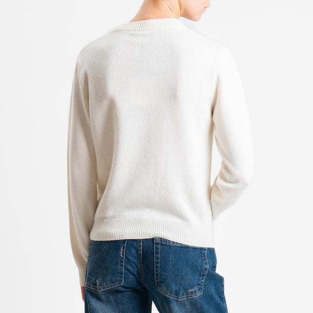 Tensione in-Maglia "SANTA SUBITO" misto cashmere - panna/oro