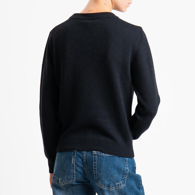 Tensione in-Maglia "SANTA SUBITO" misto cashmere - nero/panna